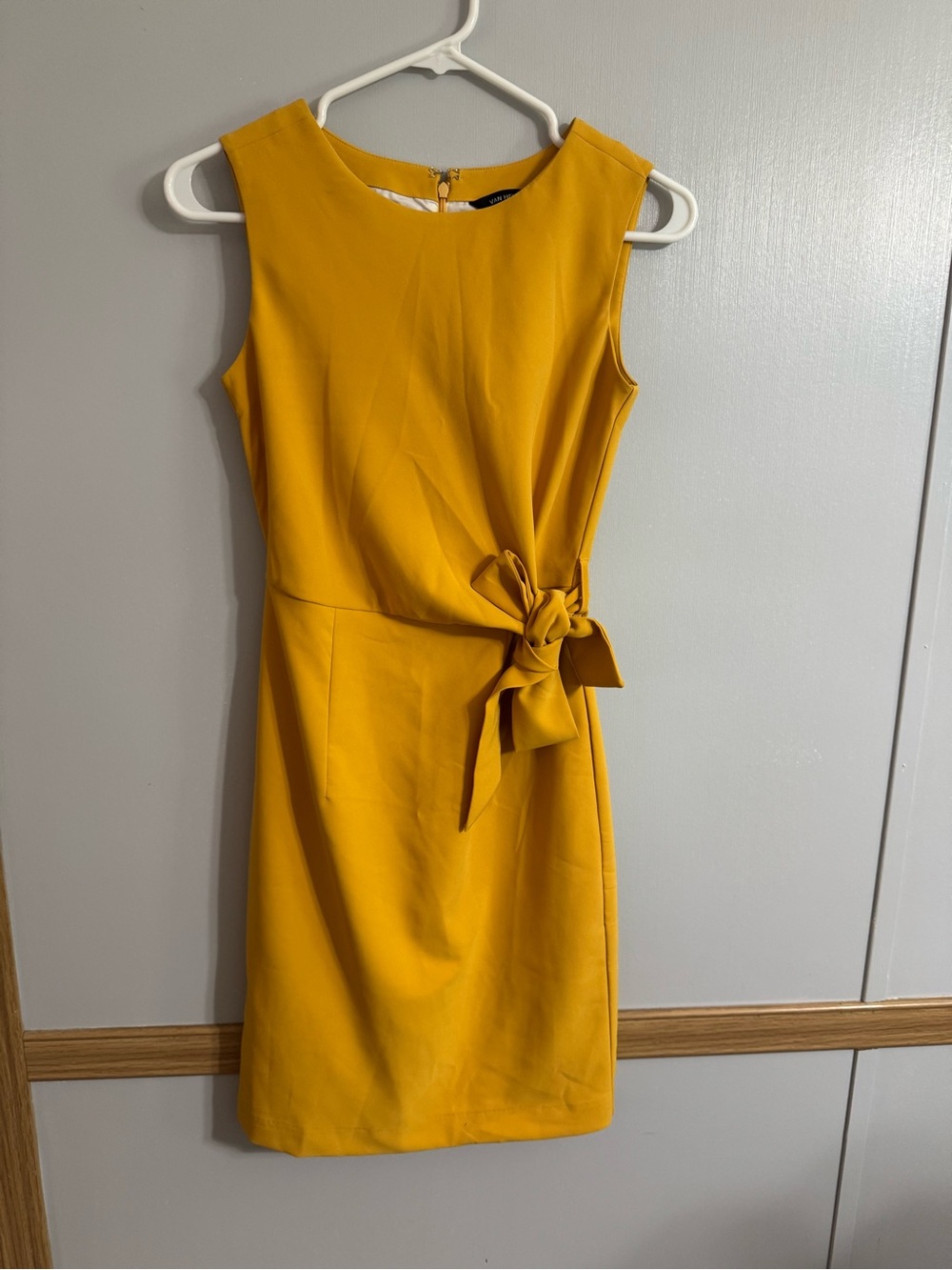 Van Heusen Yellow Midi Sheath Dress Size XS Knee Length